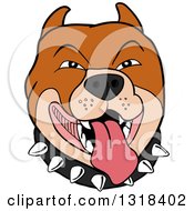 Cartoon Panting Pitbull Face With A Spiked Collar