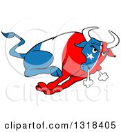 Clipart Of A Cartoon Charging Angy Texan Flag Bull Royalty Free Vector Illustration by LaffToon