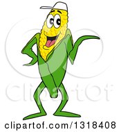 Poster, Art Print Of Cartoon Corn Mascot Waving Or Presenting