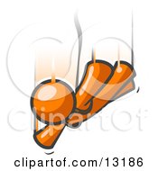Orange Man Free Falling While Skydiving