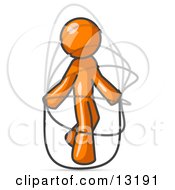 Orange Man Jumping Rope During A Cardio Workout