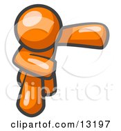 Orange Man Bowing Clipart Illustration