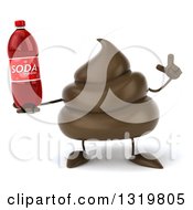 Clipart Of A 3d Milk Chocolate Or Poop Character Holding Up A Finger And A Soda Bottle Royalty Free Illustration by Julos