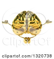 Clipart Of A 3d Gold Brain Character Meditating Royalty Free Illustration by Julos