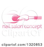 Poster, Art Print Of White And Pink Nail Polish Brush And Finger Over Sample Text