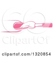 Clipart Of A White And Pink Nail Polish Brush And Finger Royalty Free Vector Illustration