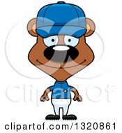 Poster, Art Print Of Cartoon Happy Brown Bear Baseball Player