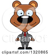Poster, Art Print Of Cartoon Happy Brown Bear Business Man