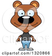 Clipart Of A Cartoon Happy Brown Casual Bear Royalty Free Vector Illustration
