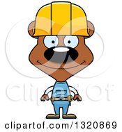 Poster, Art Print Of Cartoon Happy Brown Bear Construction Worker