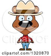 Poster, Art Print Of Cartoon Happy Brown Bear Cowboy