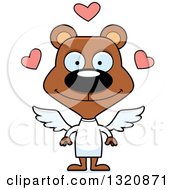 Poster, Art Print Of Cartoon Happy Brown Bear Cupid