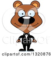 Cartoon Happy Brown Bear Wedding Groom