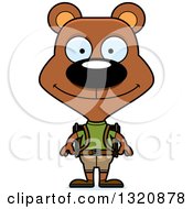 Poster, Art Print Of Cartoon Happy Brown Bear Hiker