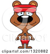 Clipart Of A Cartoon Happy Brown Bear Lifeguard Royalty Free Vector Illustration by Cory Thoman