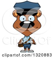 Cartoon Happy Brown Bear Mail Man
