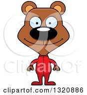 Poster, Art Print Of Cartoon Happy Brown Bear In Pajamas