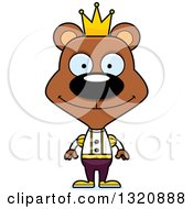 Clipart Of A Cartoon Happy Brown Bear Prince Royalty Free Vector Illustration