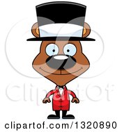 Cartoon Happy Brown Bear Cirucs Ringmaster