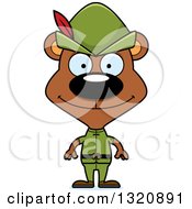 Cartoon Happy Brown Robin Hood Bear