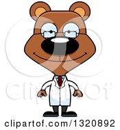 Poster, Art Print Of Cartoon Happy Brown Scientist Bear
