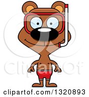Poster, Art Print Of Cartoon Happy Brown Snorkel Bear
