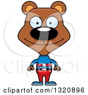 Poster, Art Print Of Cartoon Happy Brown Bear Super Hero