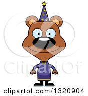 Poster, Art Print Of Cartoon Happy Brown Bear Wizard