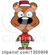 Poster, Art Print Of Cartoon Happy Brown Christmas Elf Bear