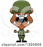Poster, Art Print Of Cartoon Angry Brown Bear Soldier