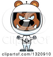 Poster, Art Print Of Cartoon Angry Brown Bear Astronaut