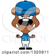 Poster, Art Print Of Cartoon Angry Brown Bear Baseball Player