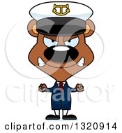 Clipart Of A Cartoon Angry Brown Bear Captain Royalty Free Vector Illustration