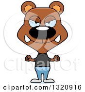Clipart Of A Cartoon Angry Casual Brown Bear Royalty Free Vector Illustration