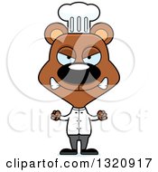 Clipart Of A Cartoon Angry Brown Bear Chef Royalty Free Vector Illustration