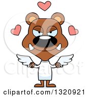 Poster, Art Print Of Cartoon Angry Brown Bear Cupid