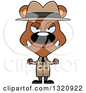 Clipart Of A Cartoon Angry Brown Bear Detective Royalty Free Vector Illustration
