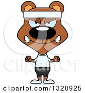 Poster, Art Print Of Cartoon Angry Brown Bear In Fitness Apparel