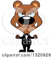 Poster, Art Print Of Cartoon Angry Brown Bear Wedding Groom