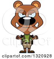 Clipart Of A Cartoon Angry Brown Bear Hiker Royalty Free Vector Illustration