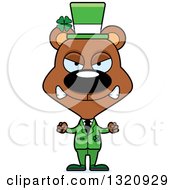 Poster, Art Print Of Cartoon Angry Brown St Patricks Day Irish Bear