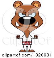 Poster, Art Print Of Cartoon Angry Brown Karate Bear