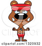 Clipart Of A Cartoon Angry Brown Bear Lifeguard Royalty Free Vector Illustration
