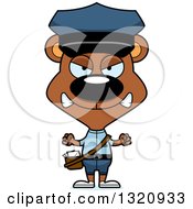 Clipart Of A Cartoon Angry Brown Bear Mailman Royalty Free Vector Illustration