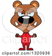 Clipart Of A Cartoon Angry Brown Bear In Footie Pjs Royalty Free Vector Illustration