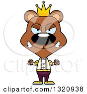 Clipart Of A Cartoon Angry Brown Bear Prince Royalty Free Vector Illustration