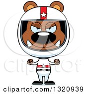 Cartoon Angry Brown Bear Race Car Driver