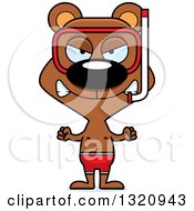 Clipart Of A Cartoon Angry Brown Snorkel Bear Royalty Free Vector Illustration