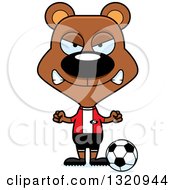 Clipart Of A Cartoon Angry Brown Bear Soccer Player Royalty Free Vector Illustration