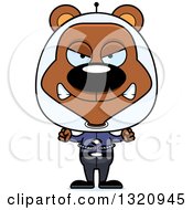 Clipart Of A Cartoon Angry Brown Bear Space Man Royalty Free Vector Illustration